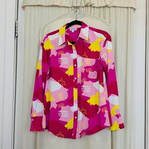 The Drop by Rachel Martino Women’s Abstract Print Heart Shaped Button Blouse S